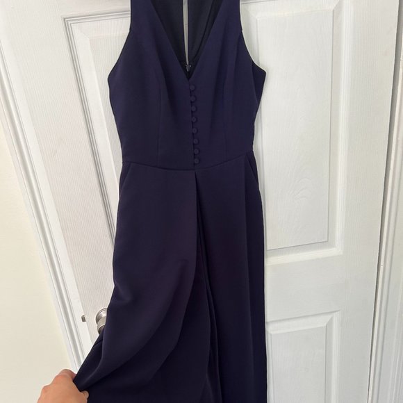 Navy crepe halter jumpsuit Herlyn - Picture 1 of 5